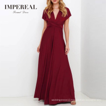 Maxi Burgundy Latest Designs Long Convertible Bridesmaid Dress